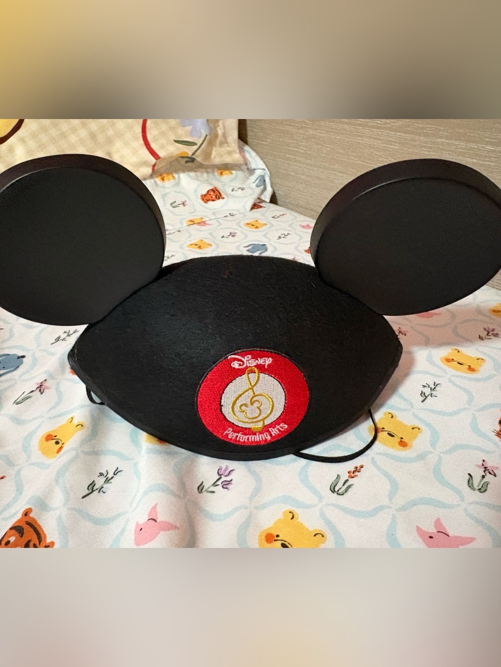 Disney Black Mickey Ear Hat with Red Performing Arts Patch